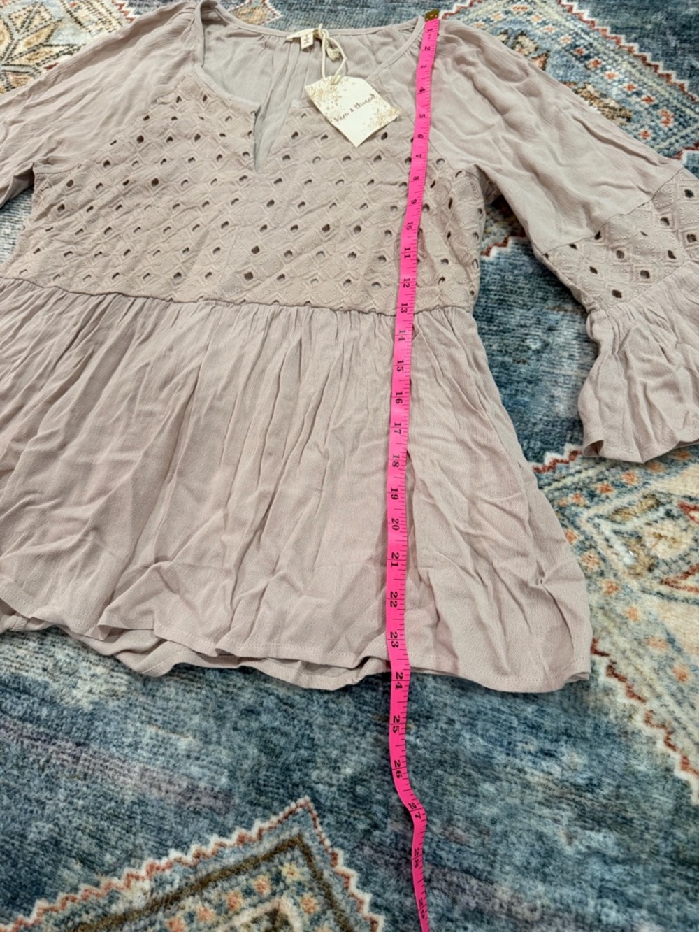 Hem & Thread Mauve Eyelet Peasant Tunic - Picture 2 of 7